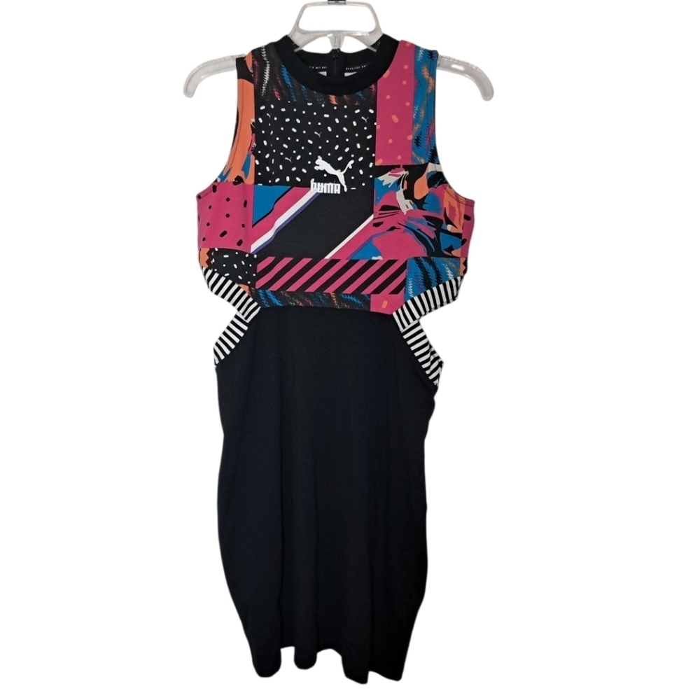 Puma Classics Clash All Over Print Cutout Dress Size L